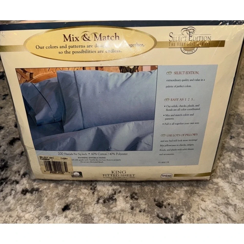 Selection Editions King Fitted sheet Ivory cotton poly blend 200 TC NEW